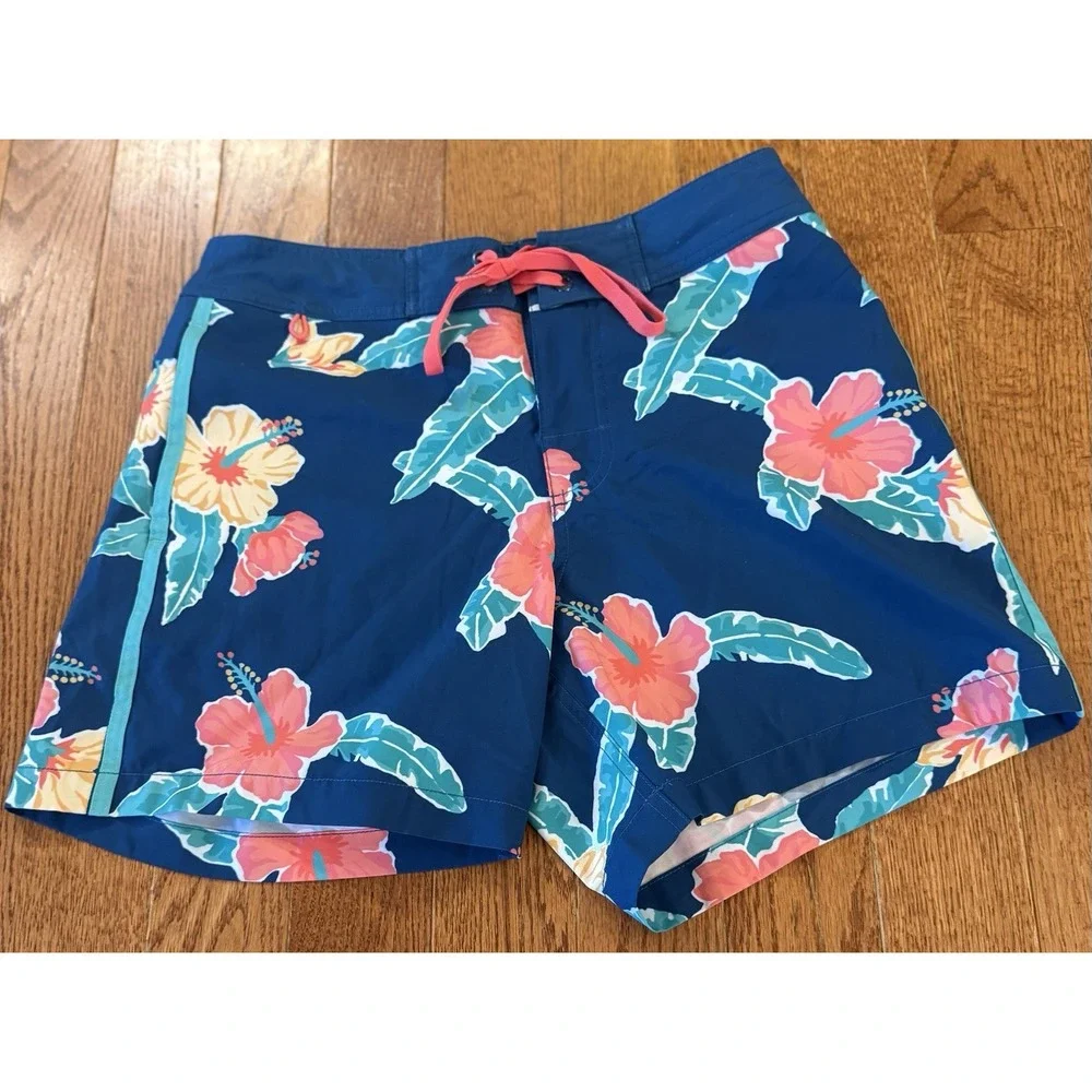 Chubbies Board Shorts Mens 30 Blue floral AOP Tropical Trip Beach Vacation